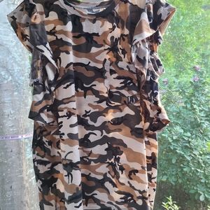 Ruffled camo top